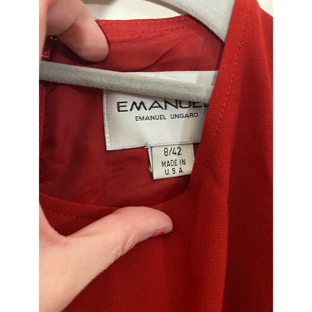 Emanuel Ungaro Red Sleeveless‎ Shift Dress Size 8 Made in USA Vintage 90s Chic - Picture 3 of 4
